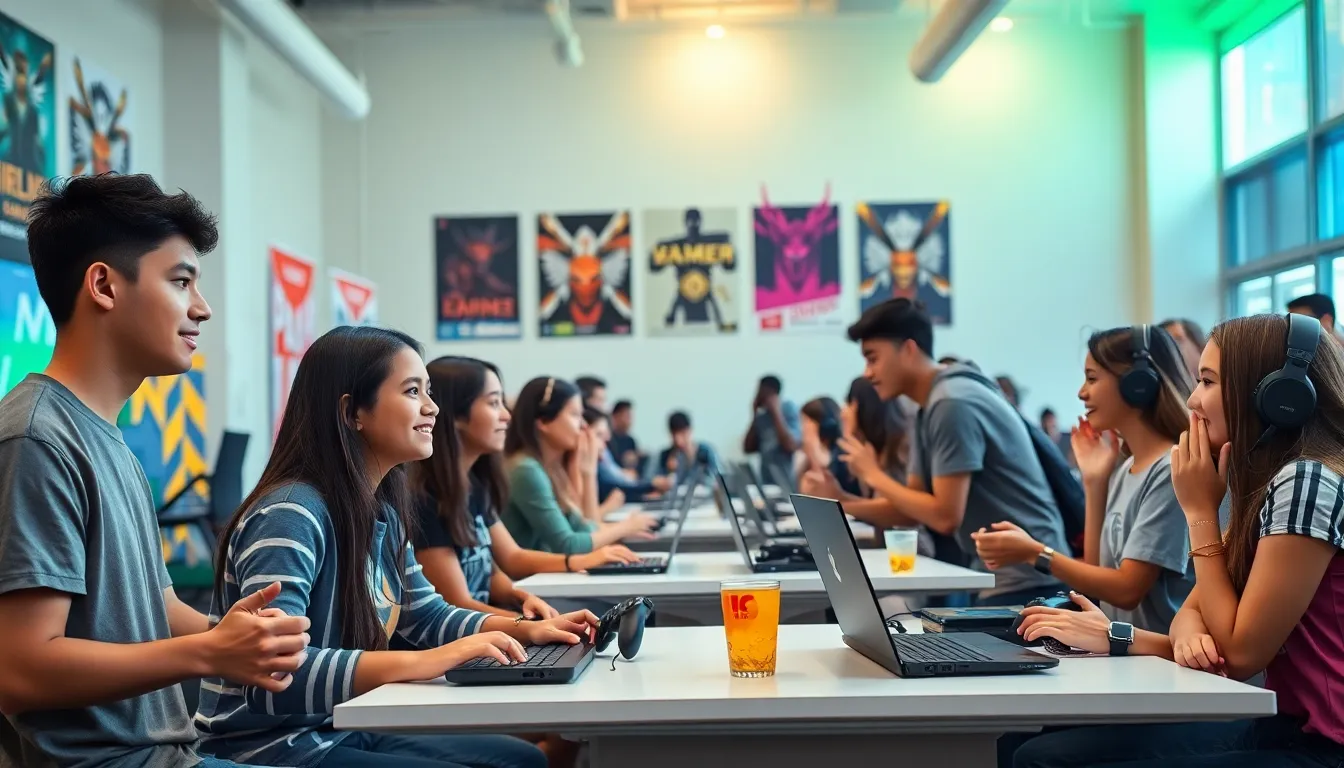 diverse group at a gaming tournament in a community center.