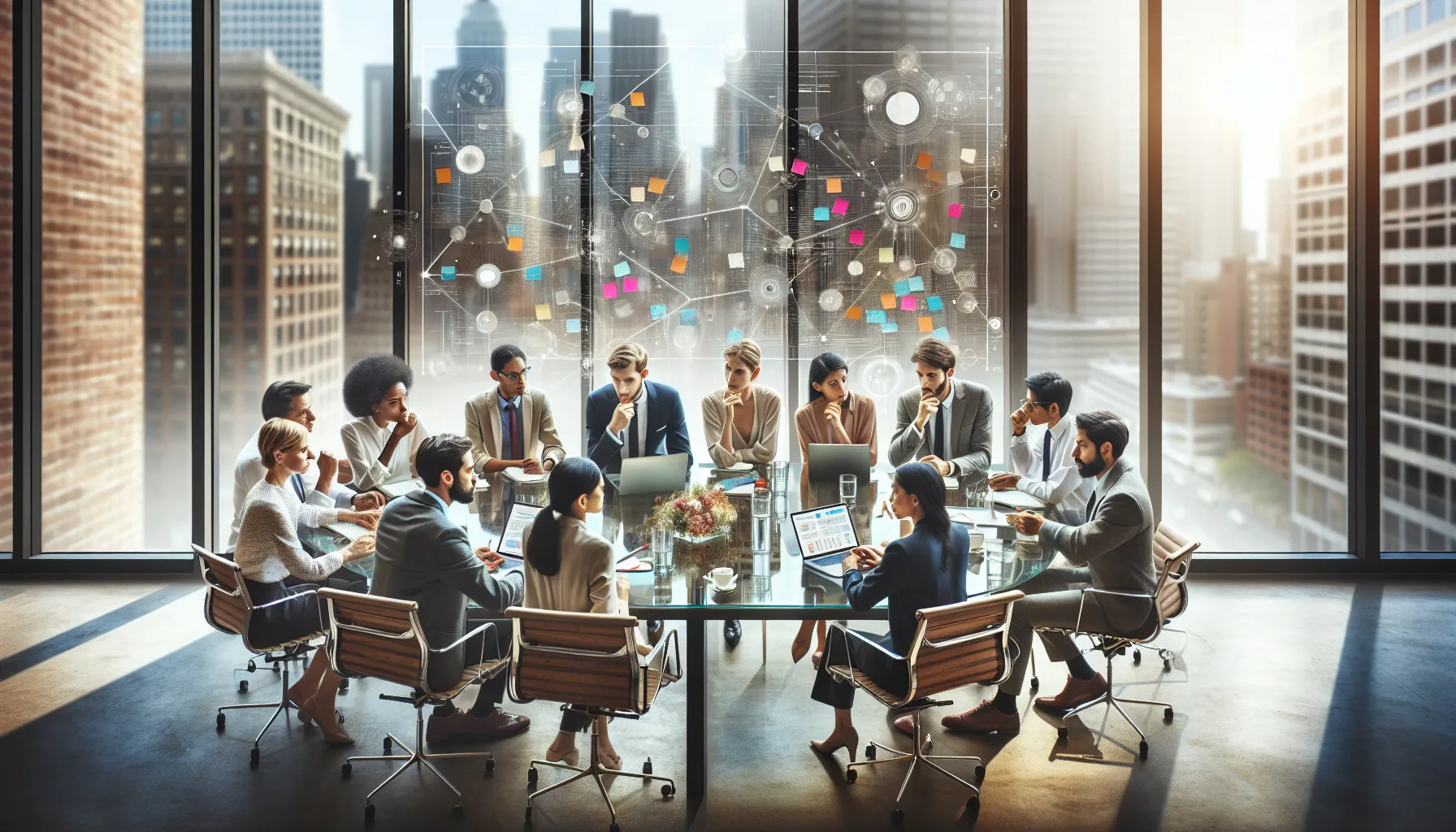 diverse team collaborating in a modern office setting.