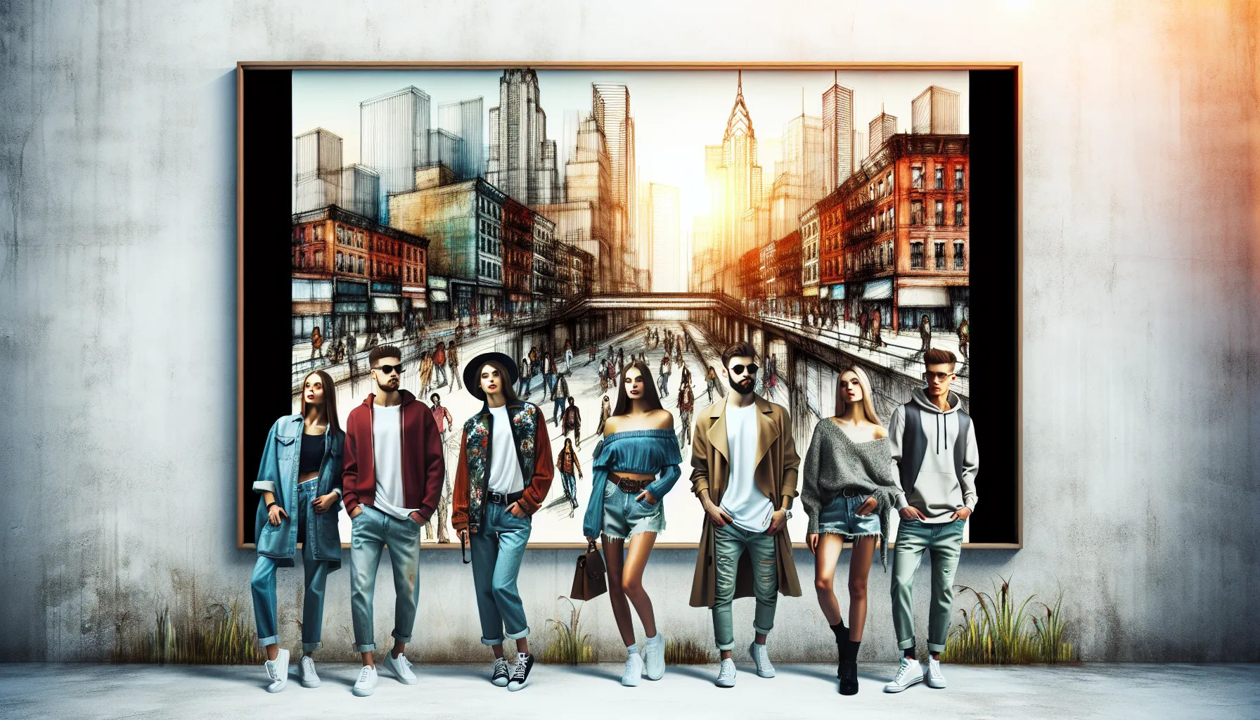 diverse individuals showcasing stylish outfits in an urban setting.