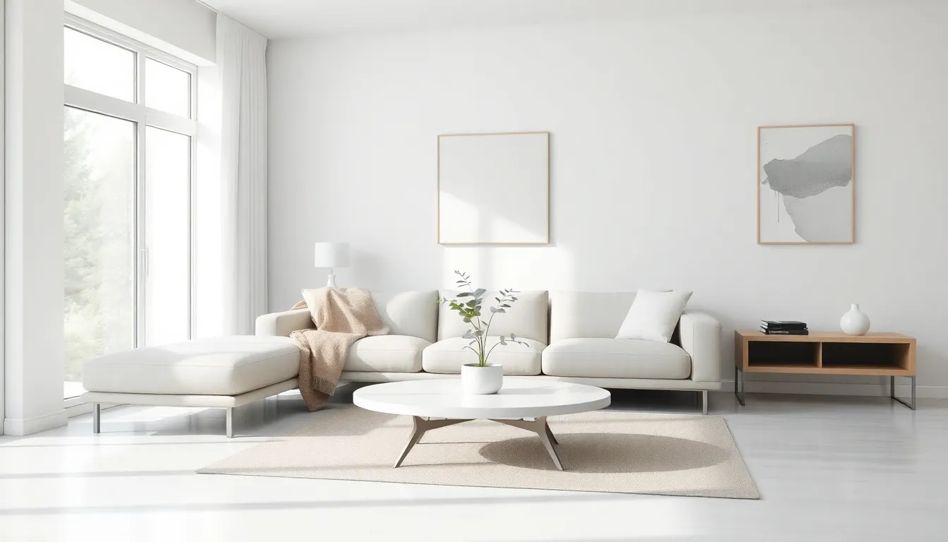 minimalist living room with sleek furniture and natural light.