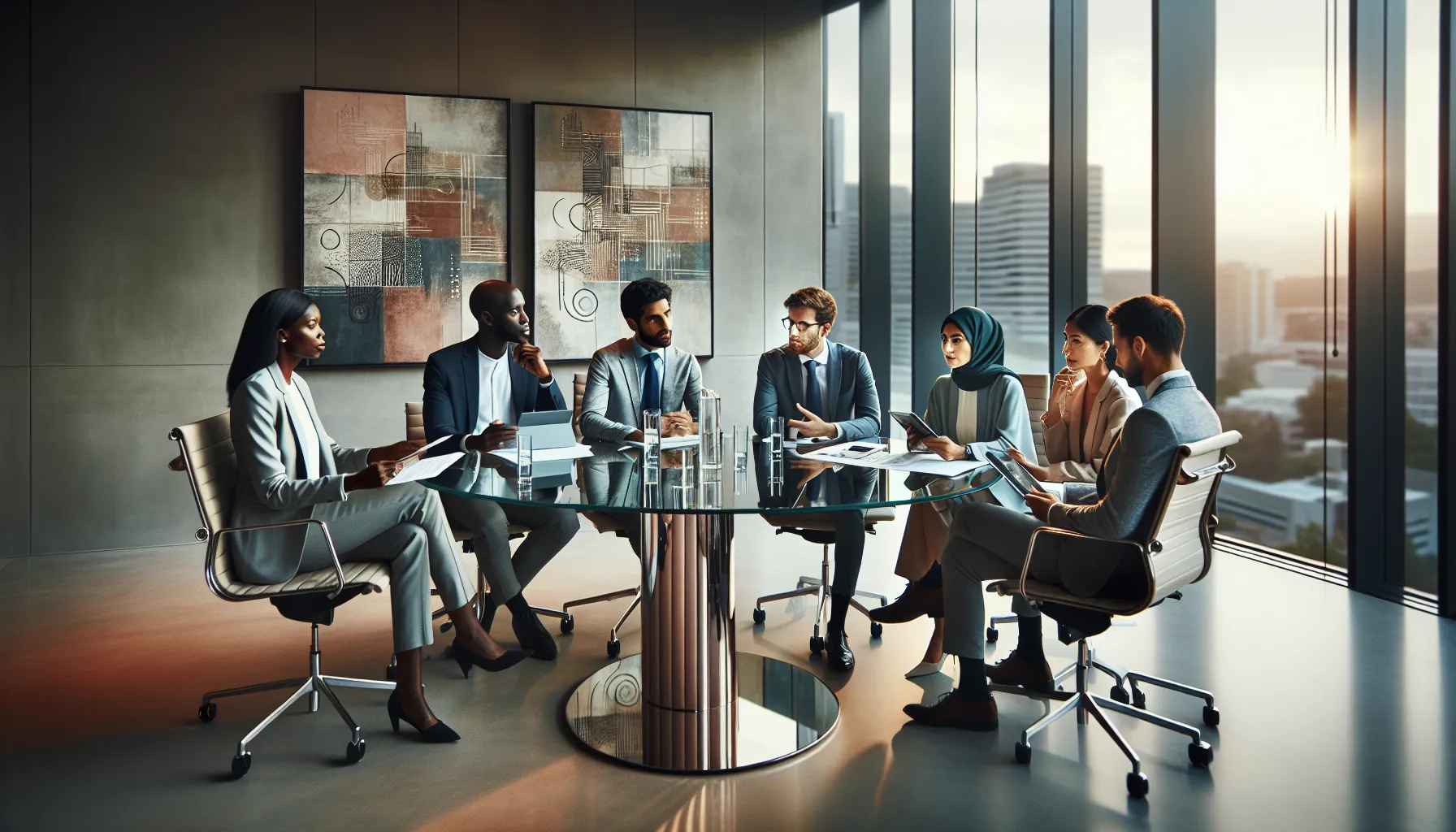 diverse team discussing in a modern conference room
