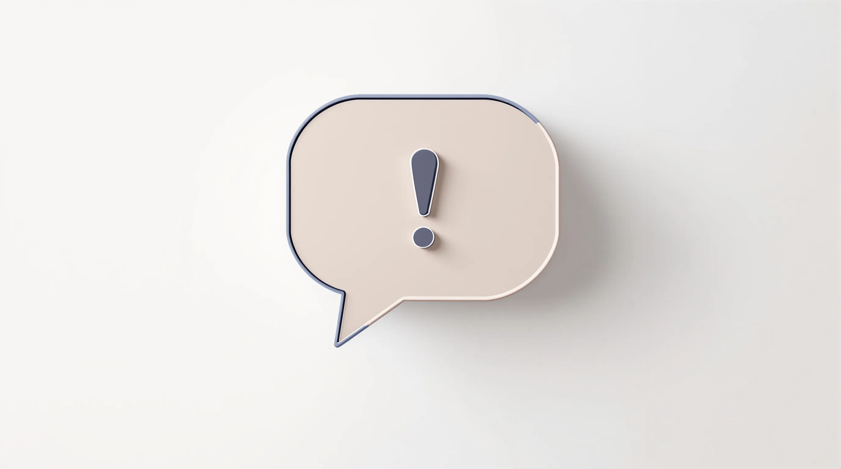 A minimal speech bubble with punctuation icon on a clean gradient background.