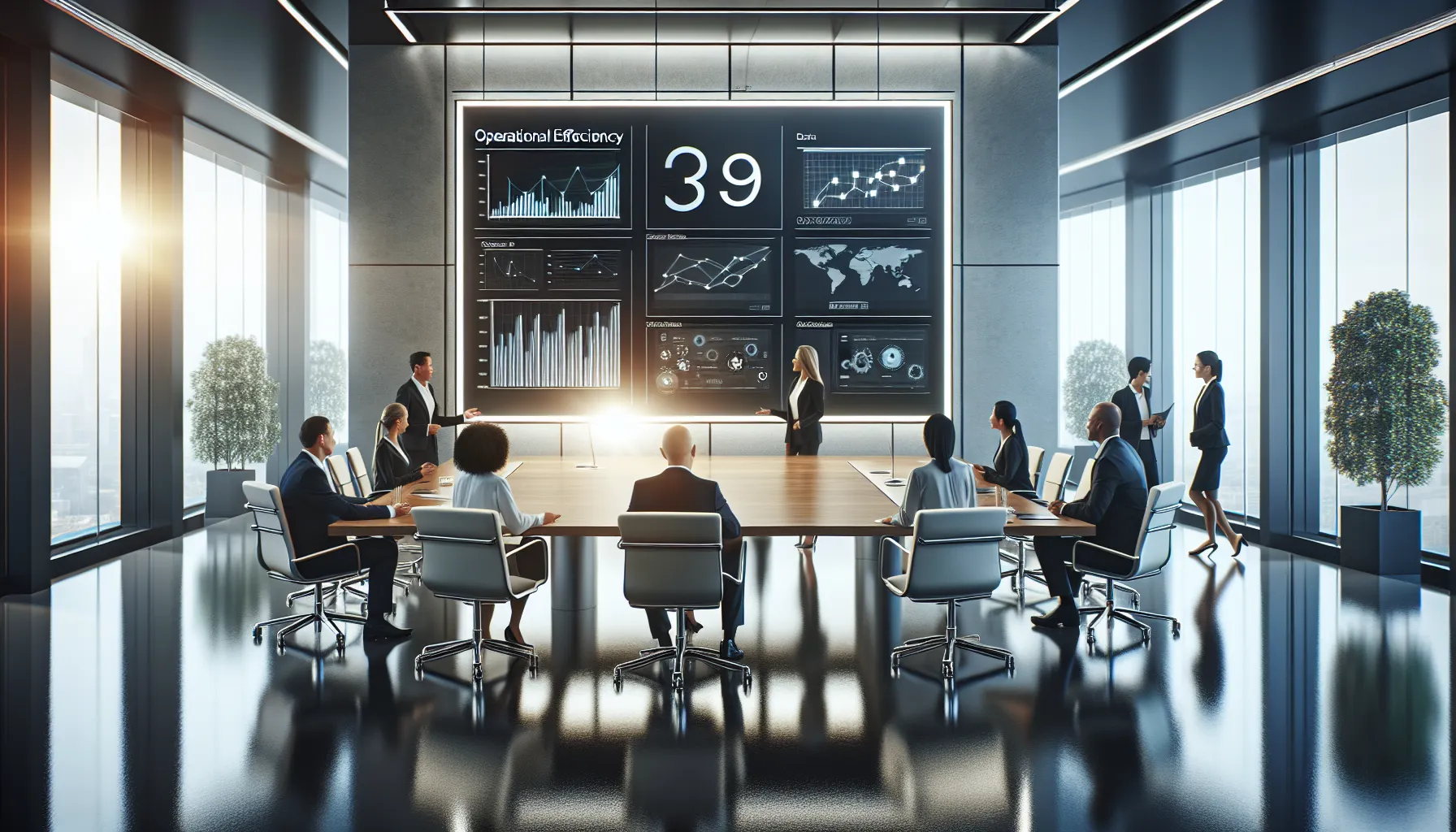 professionals discussing advanced technology in a modern office.