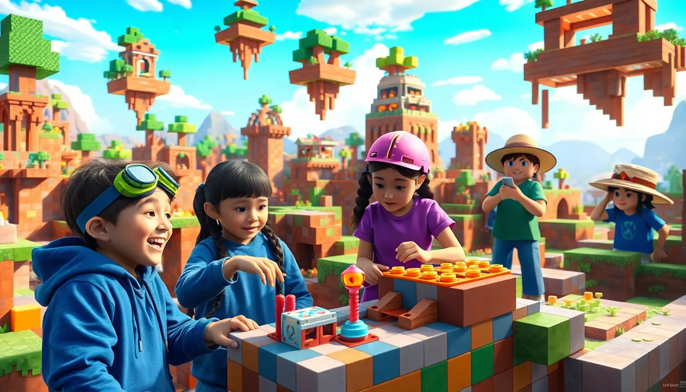 players engaged in custom ImagineerGames in a vibrant Minecraft setting.