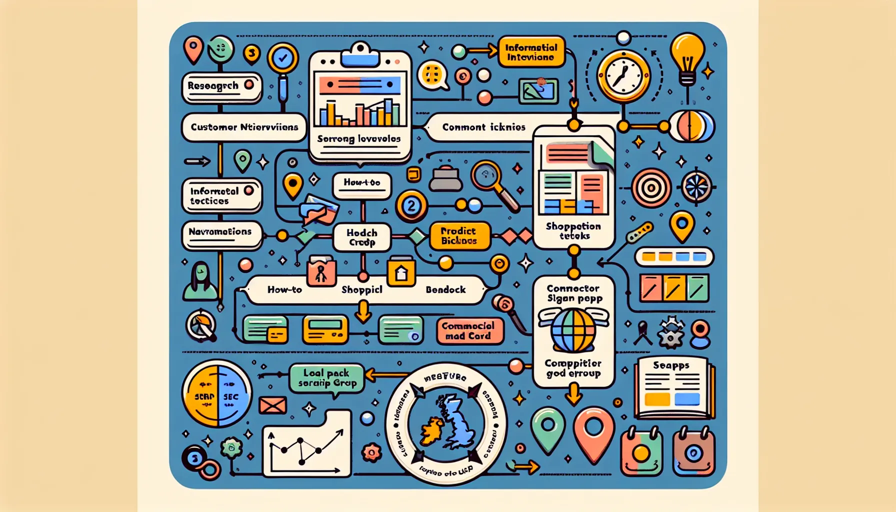 Process diagram mapping UK search intent to matching page types and journeys.