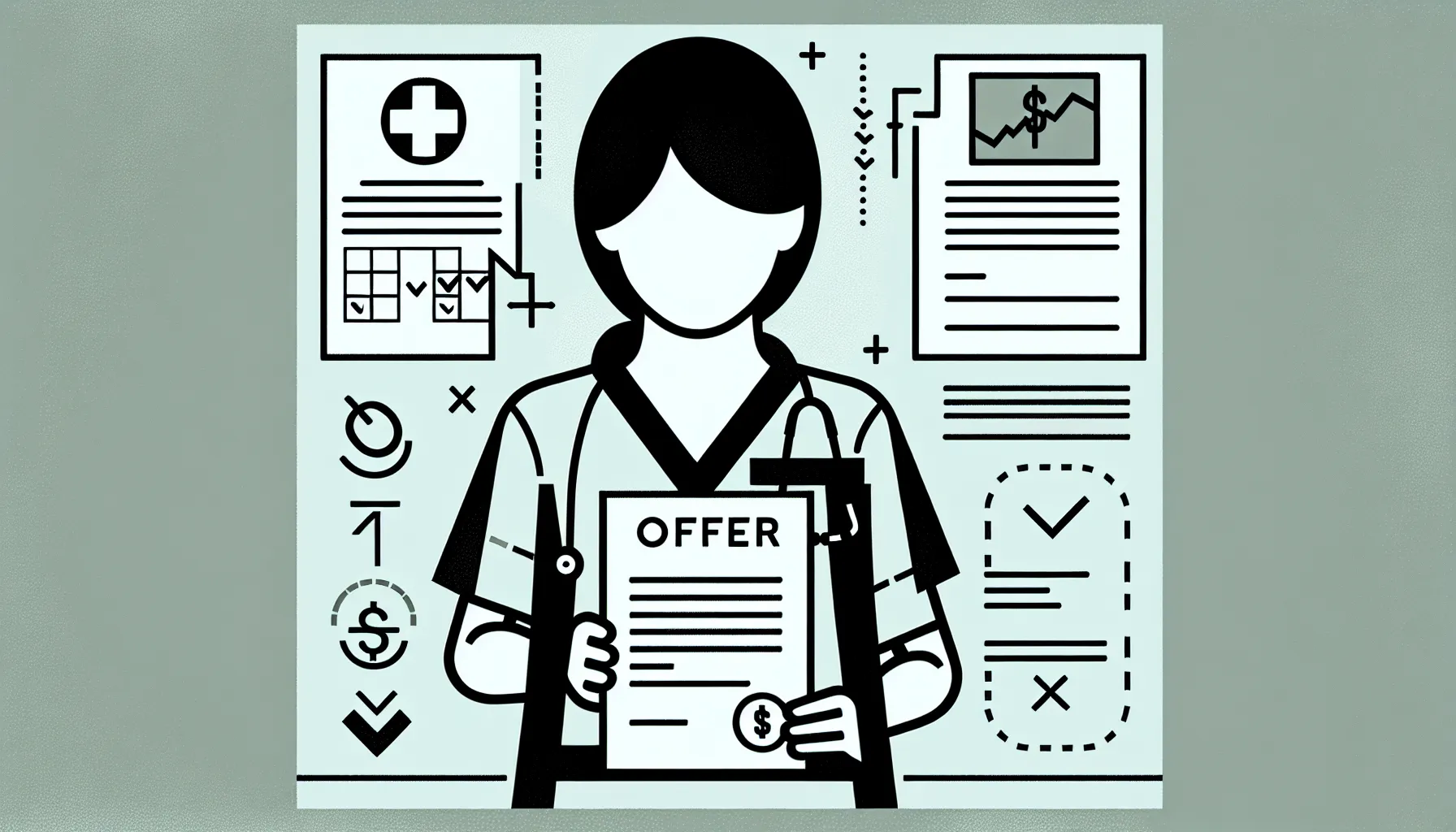 Physician comparing offer letter and employment agreement highlighting mismatched terms.