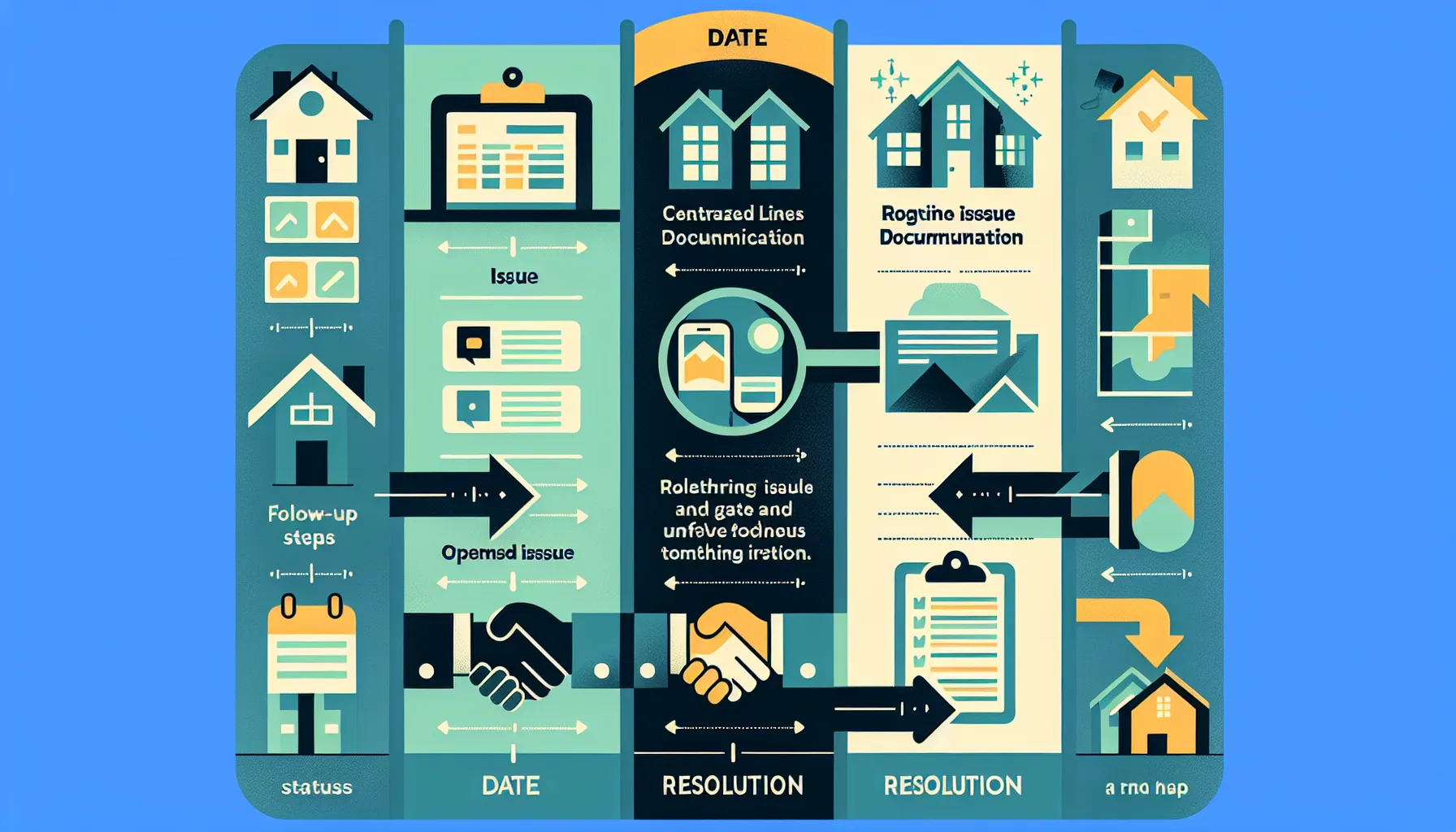 Infographic showing four steps to track tenant issues for landlords.