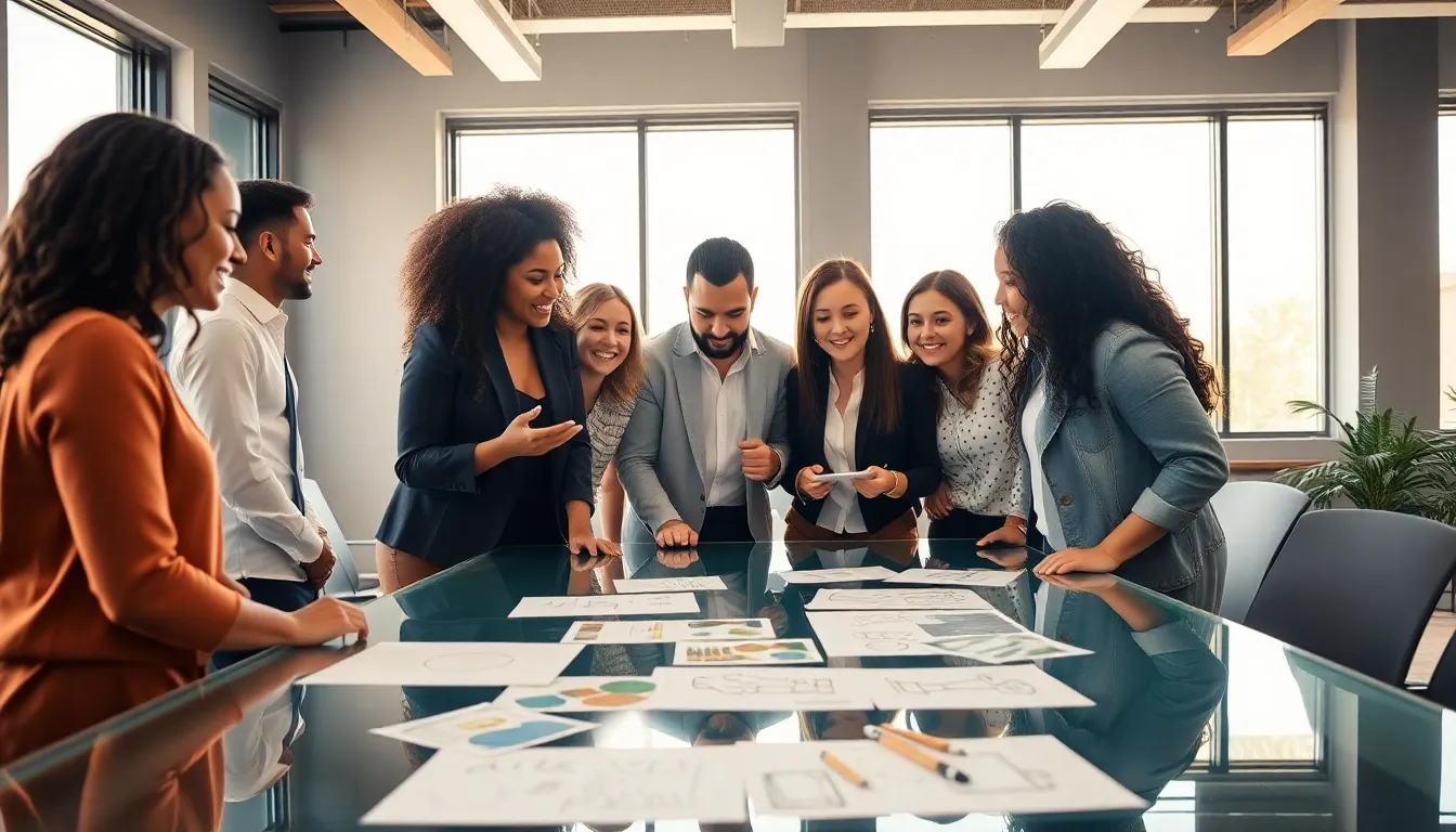 diverse team brainstorming ideas for a budget-friendly event planning.