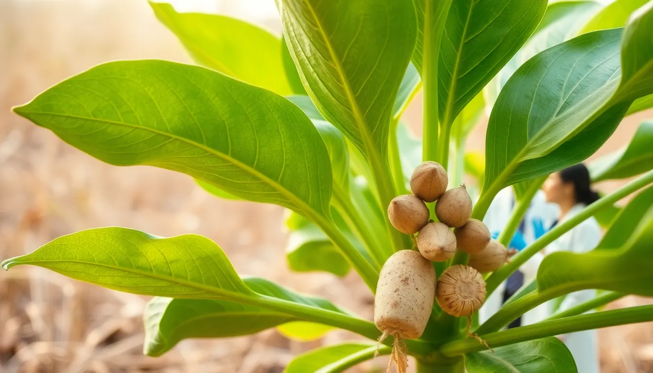 botanists examining a plant's food storage mechanisms in a lab.