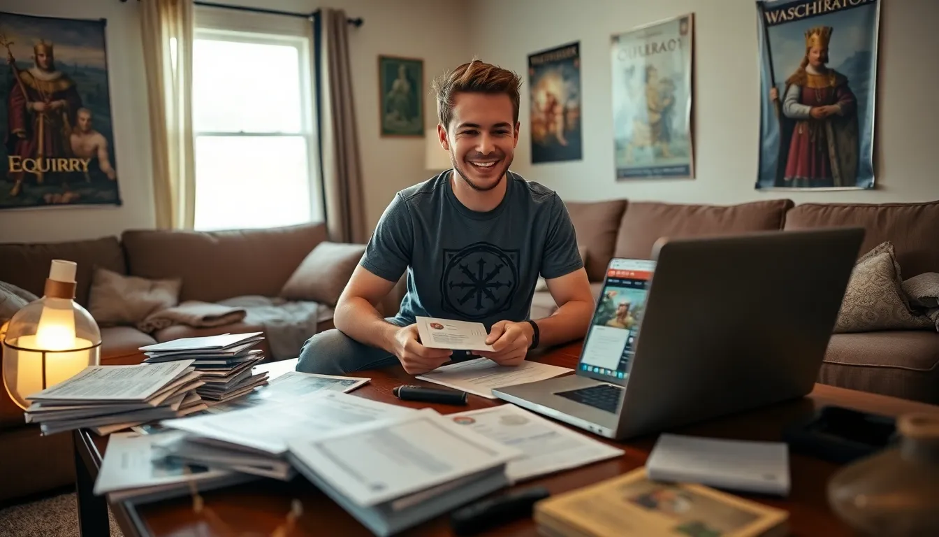 a gamer using CK2Generator guides in a cozy living room.