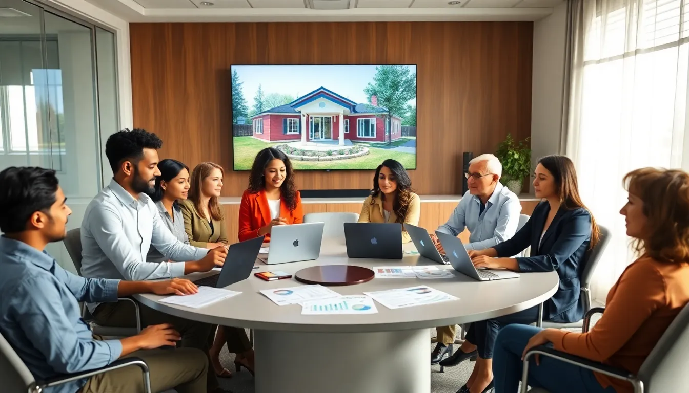 diverse professionals discussing FHA loans for manufactured homes.