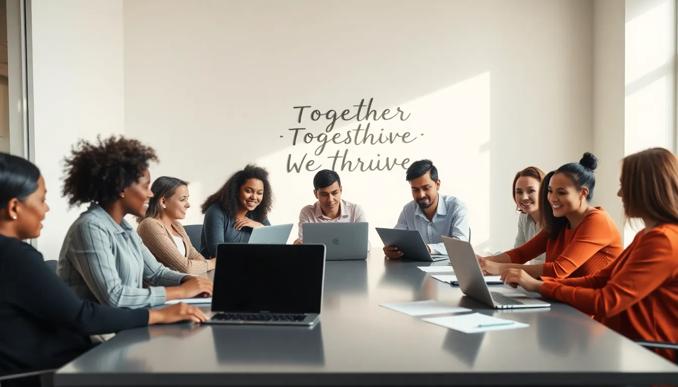 diverse professionals collaborating in a modern office setting.