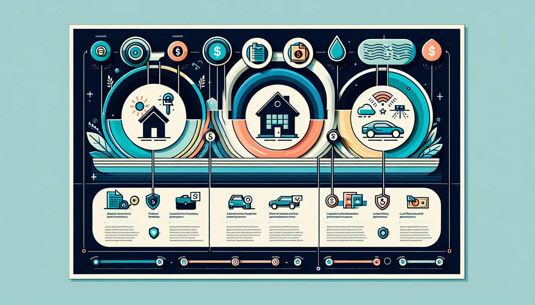 insurance review checklist with icons for home, auto, flood, and business policies