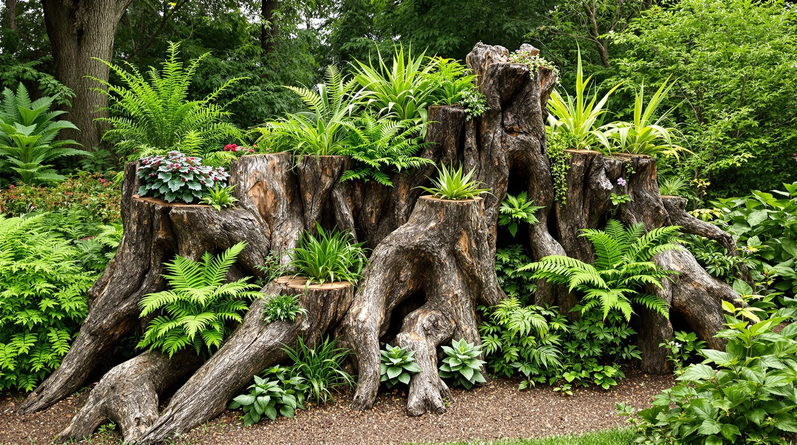 15 Enchanting Stumpery Garden Ideas to Transform Your Outdoor Space 8 k vCBFmg1ECXMlm3w4ZrXVNd8E74L4bb