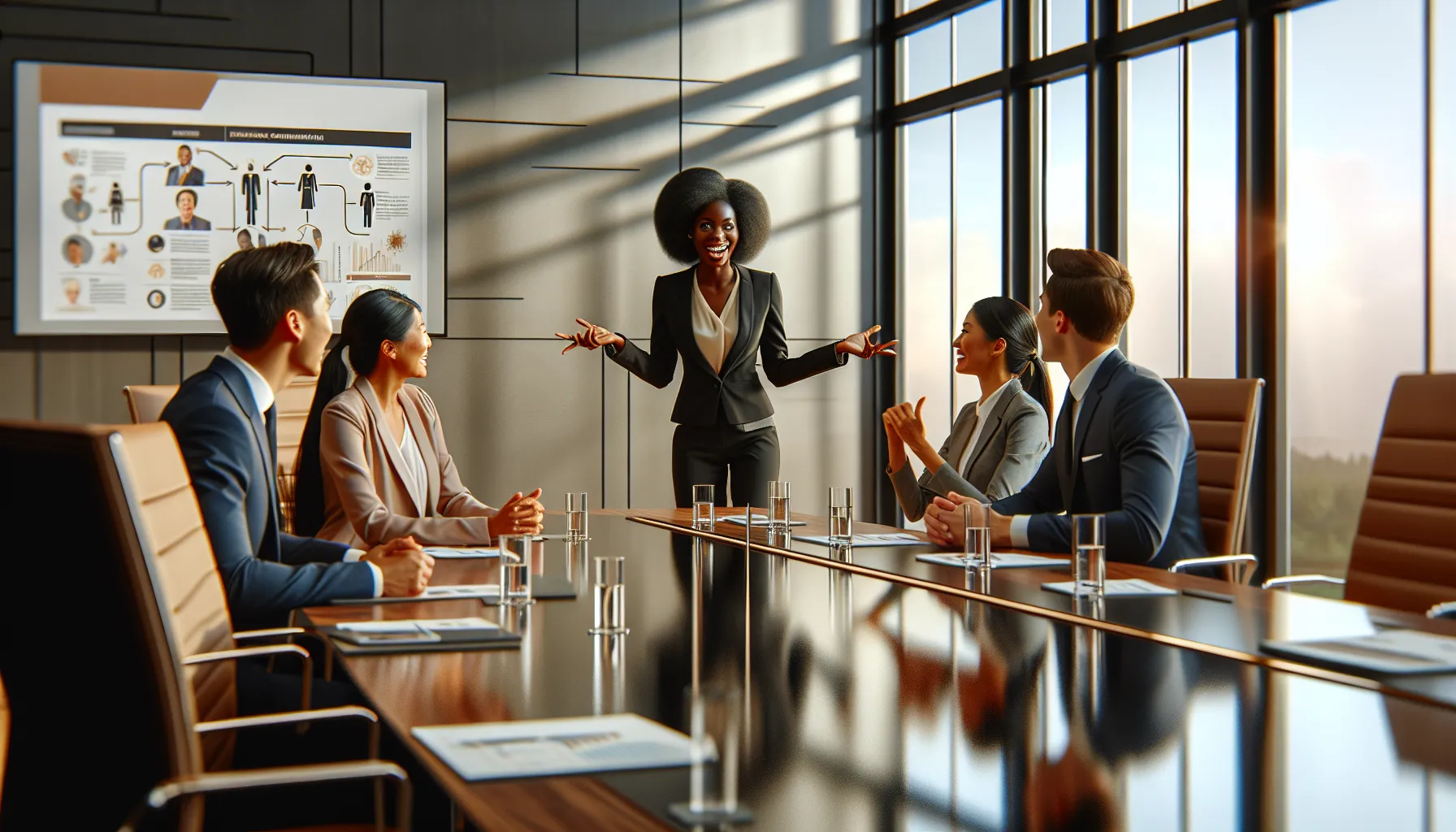 professionals discussing communication in a modern meeting room.