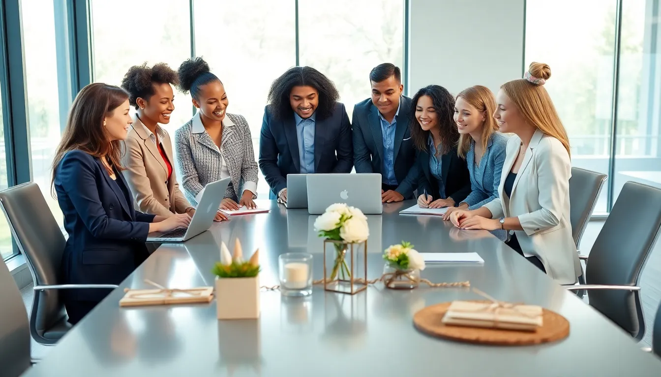 diverse team planning a budget-friendly event in a modern office.