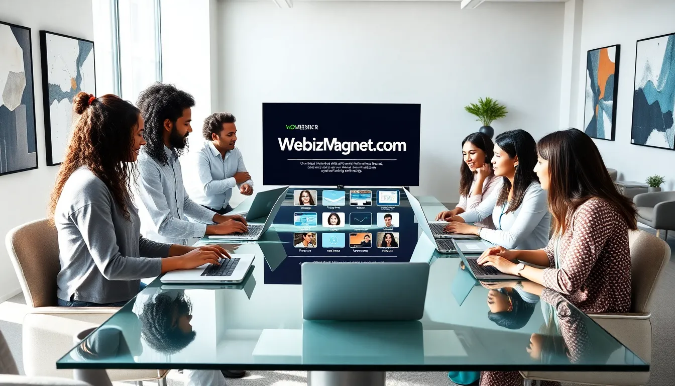 diverse team discussing digital marketing strategies in a modern office.