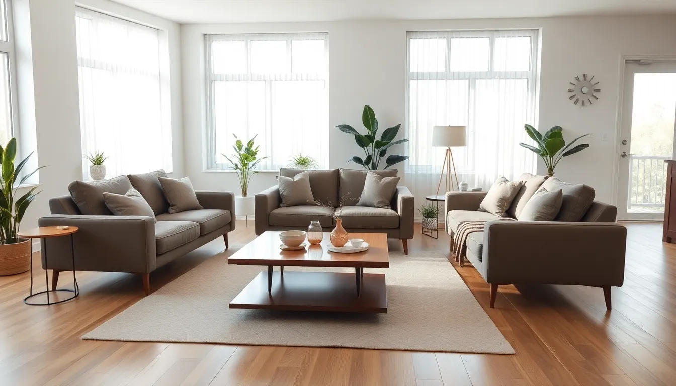 modern living room with inviting furniture arrangement and natural light.