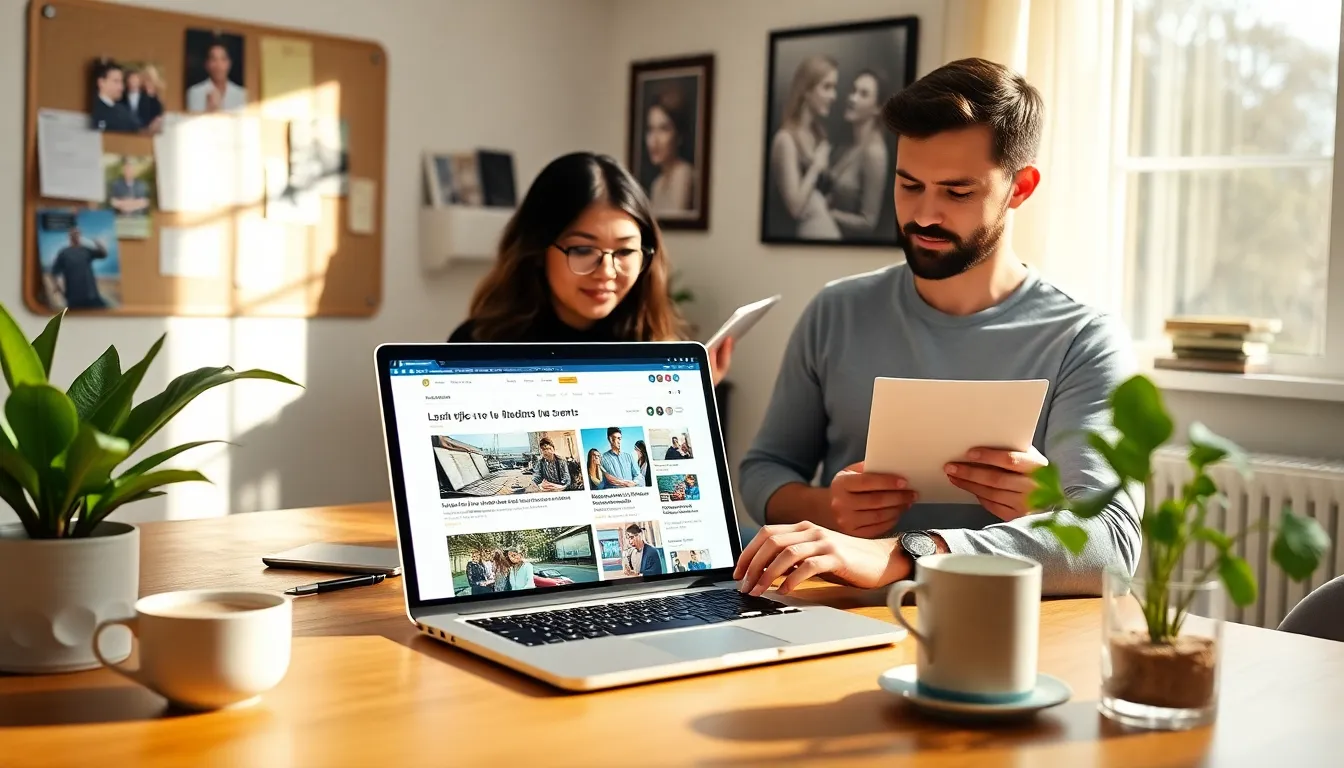 a cozy home office with a laptop displaying a vibrant blog dashboard.