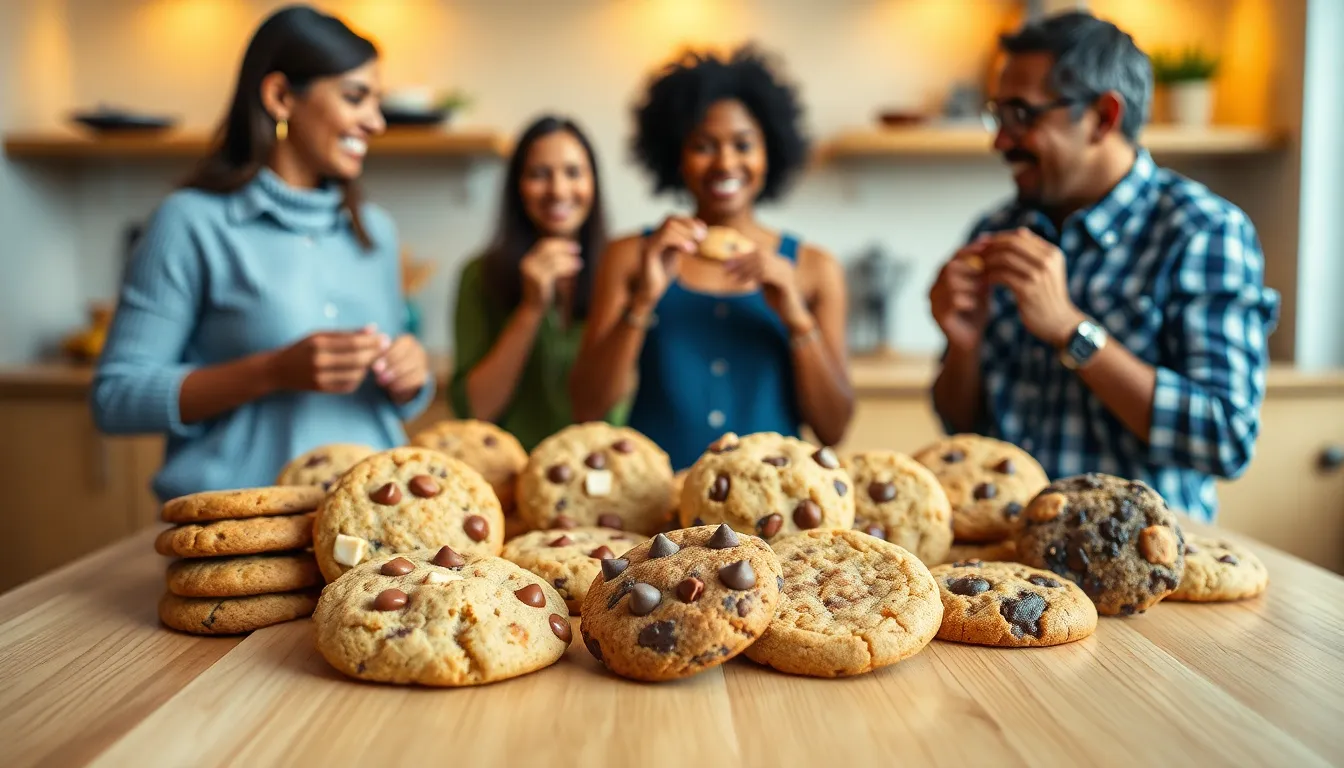 variety of cookies displayed in a cozy kitchen setting.