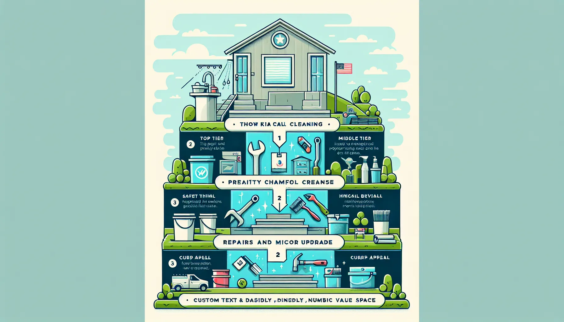 diagram showing property cleaning, repairs, and curb appeal steps for rental turnovers.