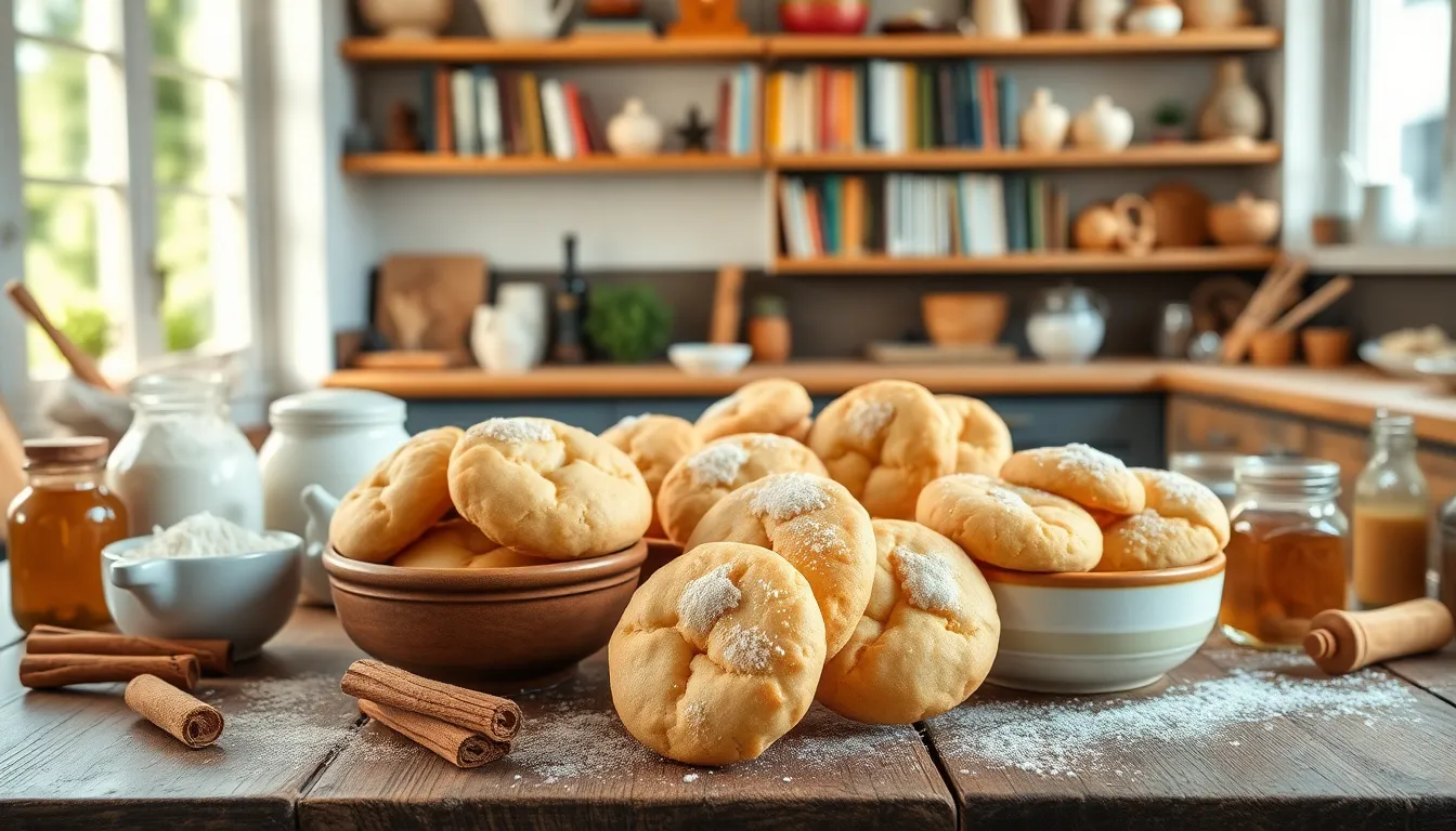 freshly baked bread cookies displayed in a cozy kitchen.