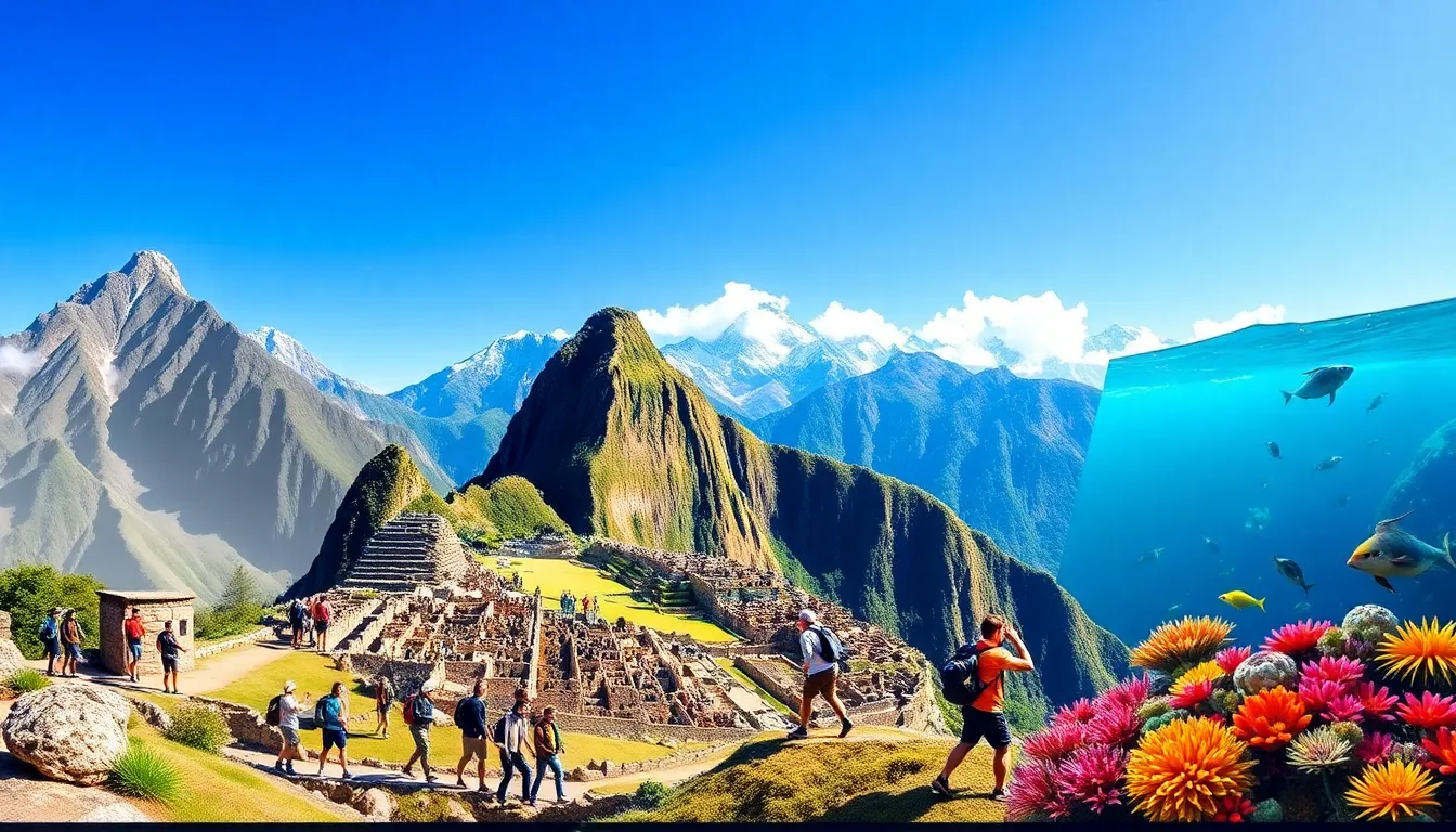 diverse travelers exploring adventure destinations around the world.