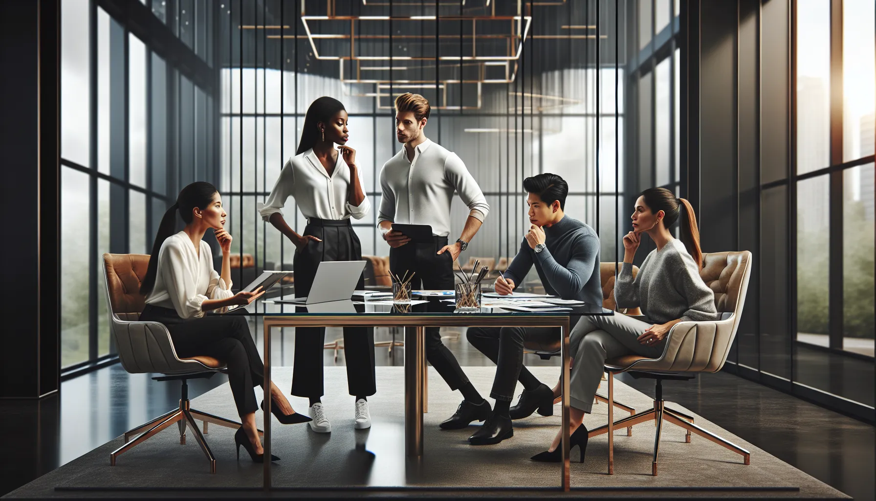 diverse professionals collaborating in a modern office setting about klgktth.