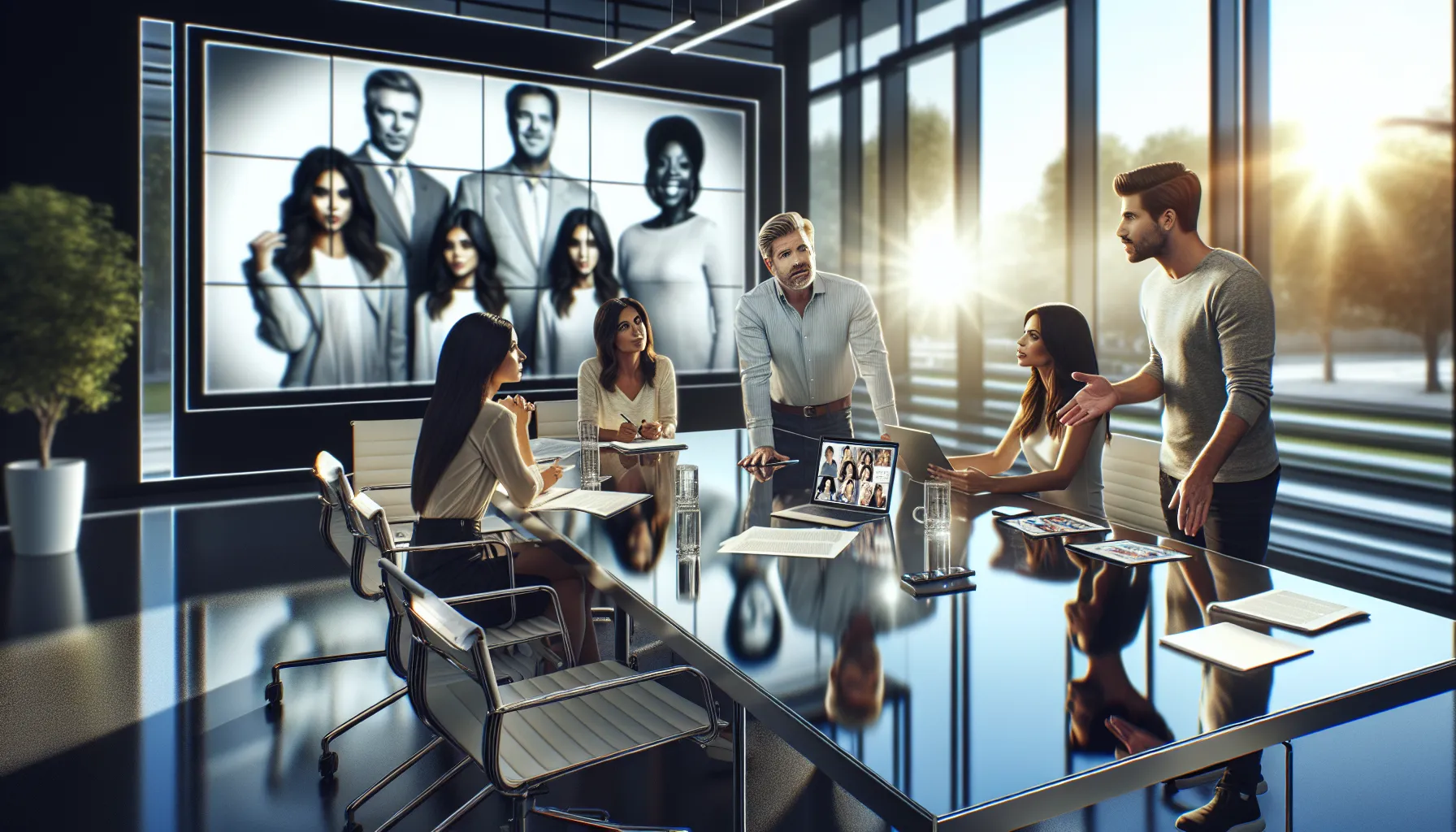 diverse team discussing media narratives about celebrity parenting.