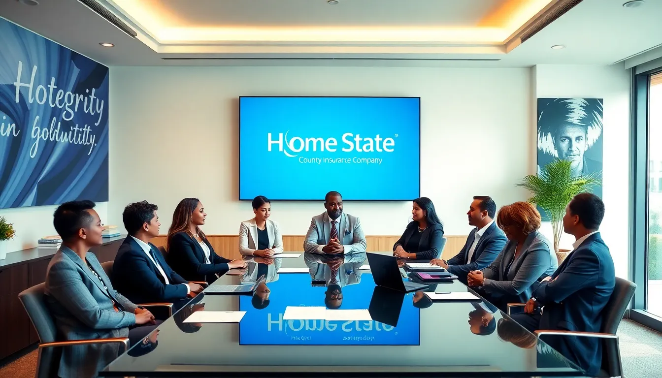 diverse team discussing insurance solutions in a modern office.