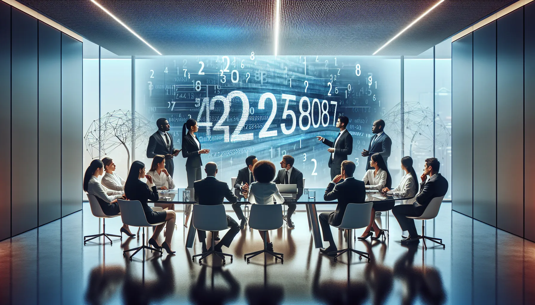 diverse team discussing the significance of the number 4242570807.
