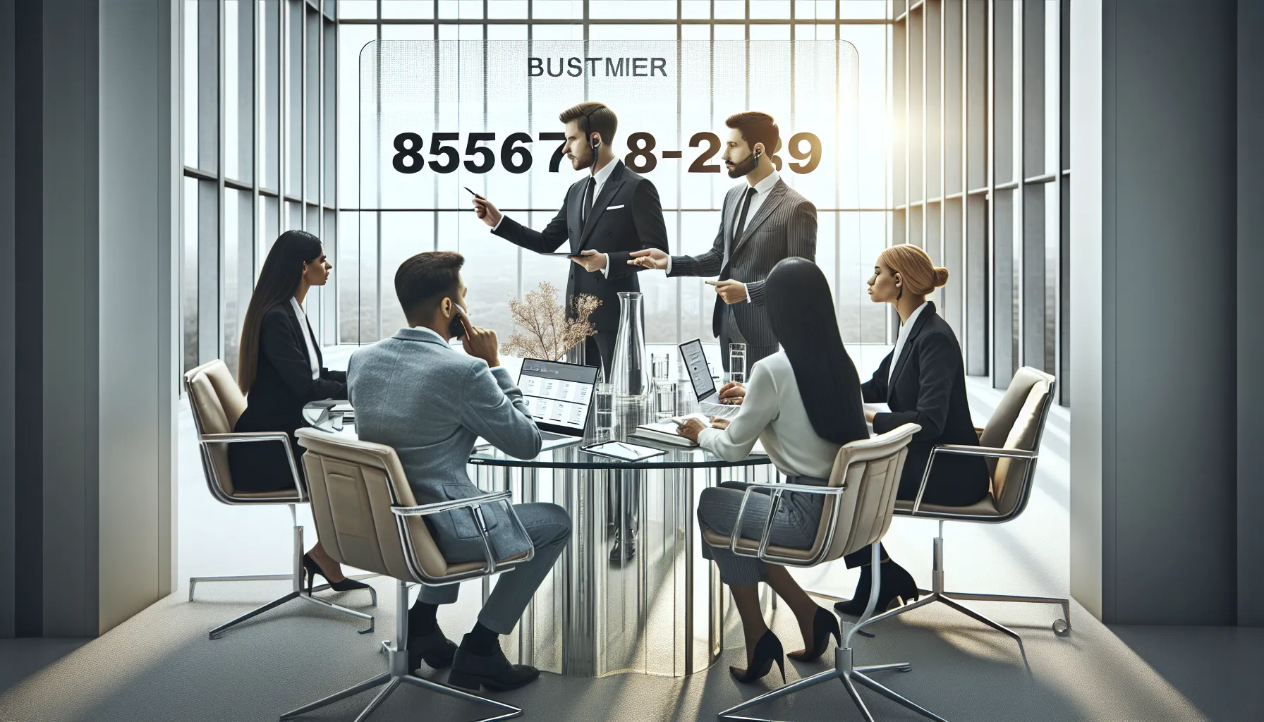 diverse team discussing customer service in a modern office.