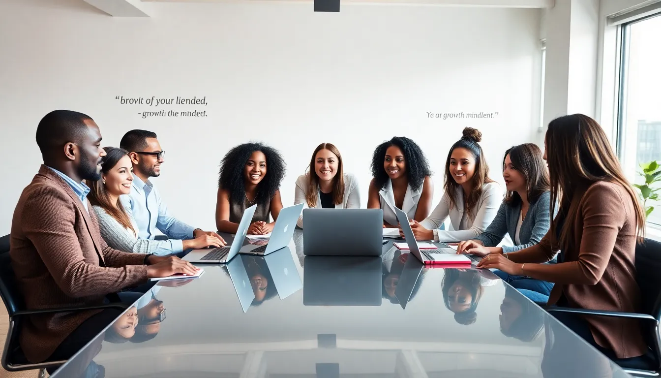 diverse team brainstorming ideas in a modern office.