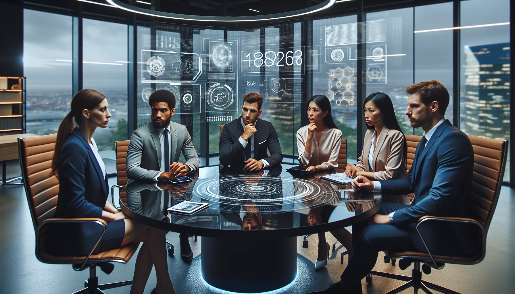 diverse team discussing communication technology in a modern office.