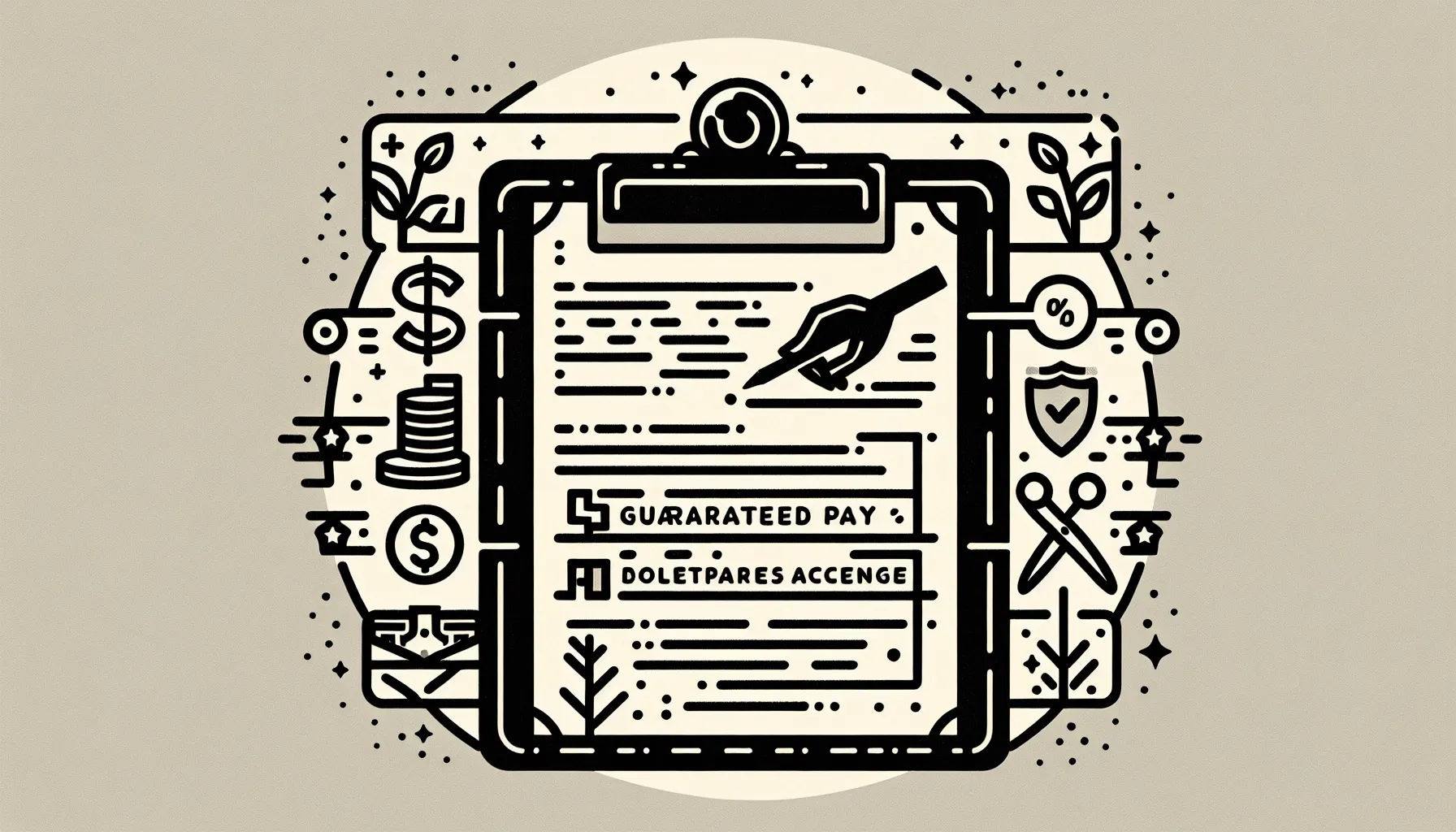 clipboard contract with icons for pay, production, collections, draws, bonuses, withholdings of Dental Associate Compensation Review.