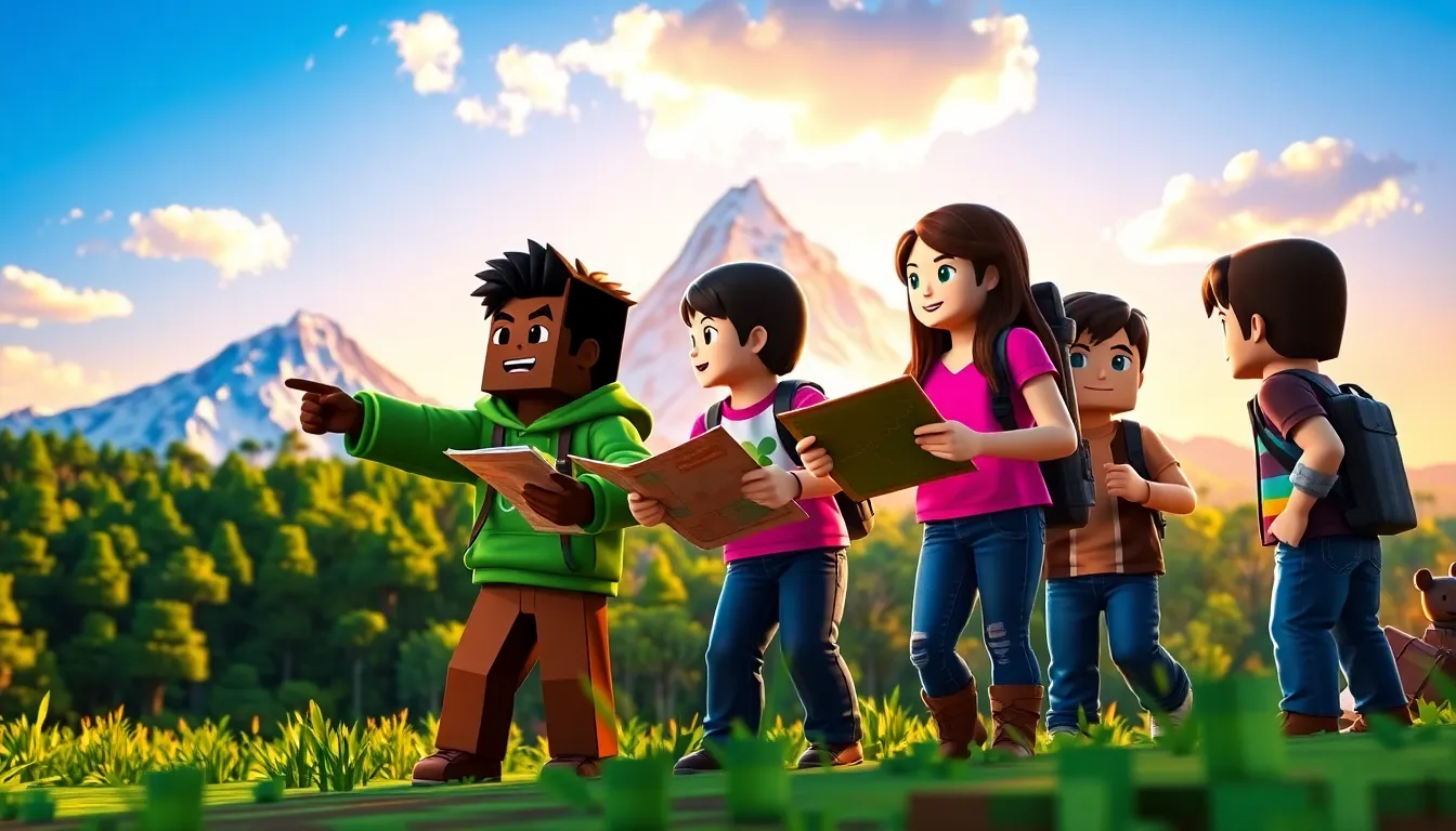 Minecraft characters exploring a diverse landscape in the latest update.