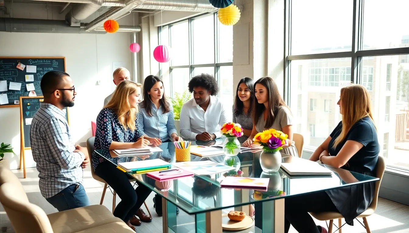 diverse team planning budget-friendly events in a modern office.
