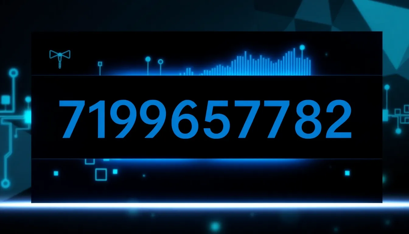 Digital representation of the number 7193657382 with abstract designs.