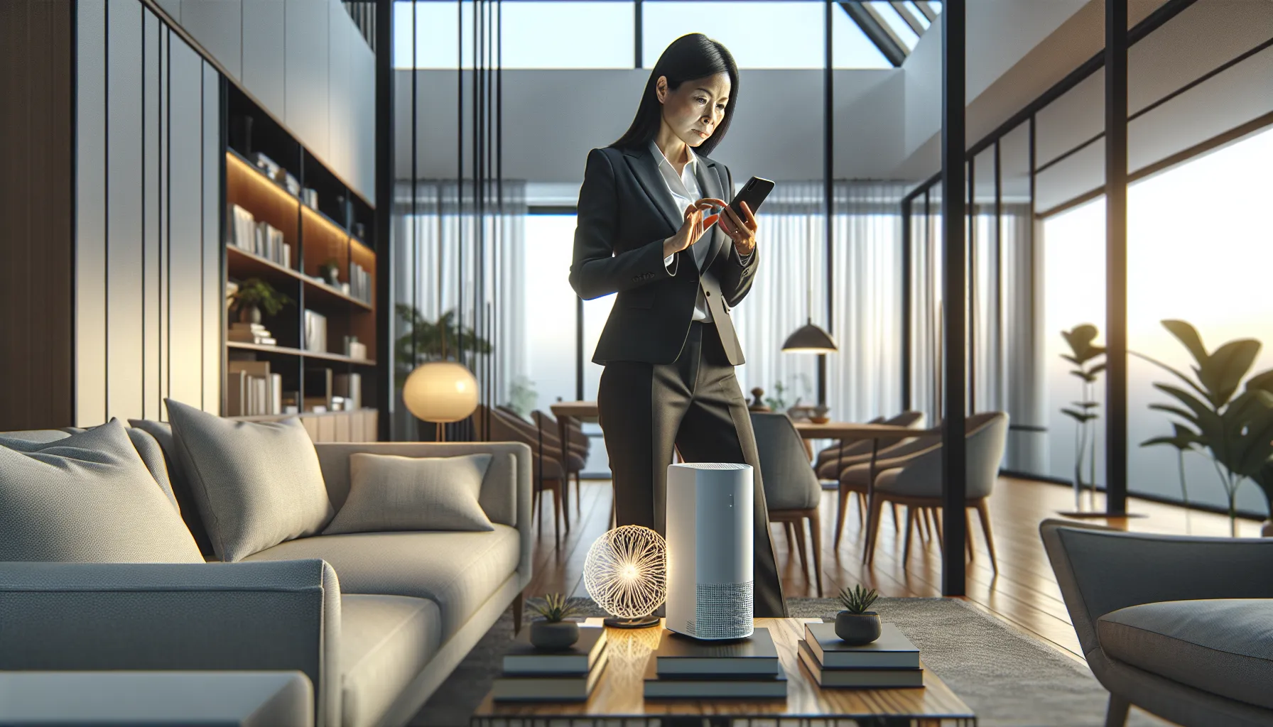 person setting up an Orbi Satellite in a modern home.