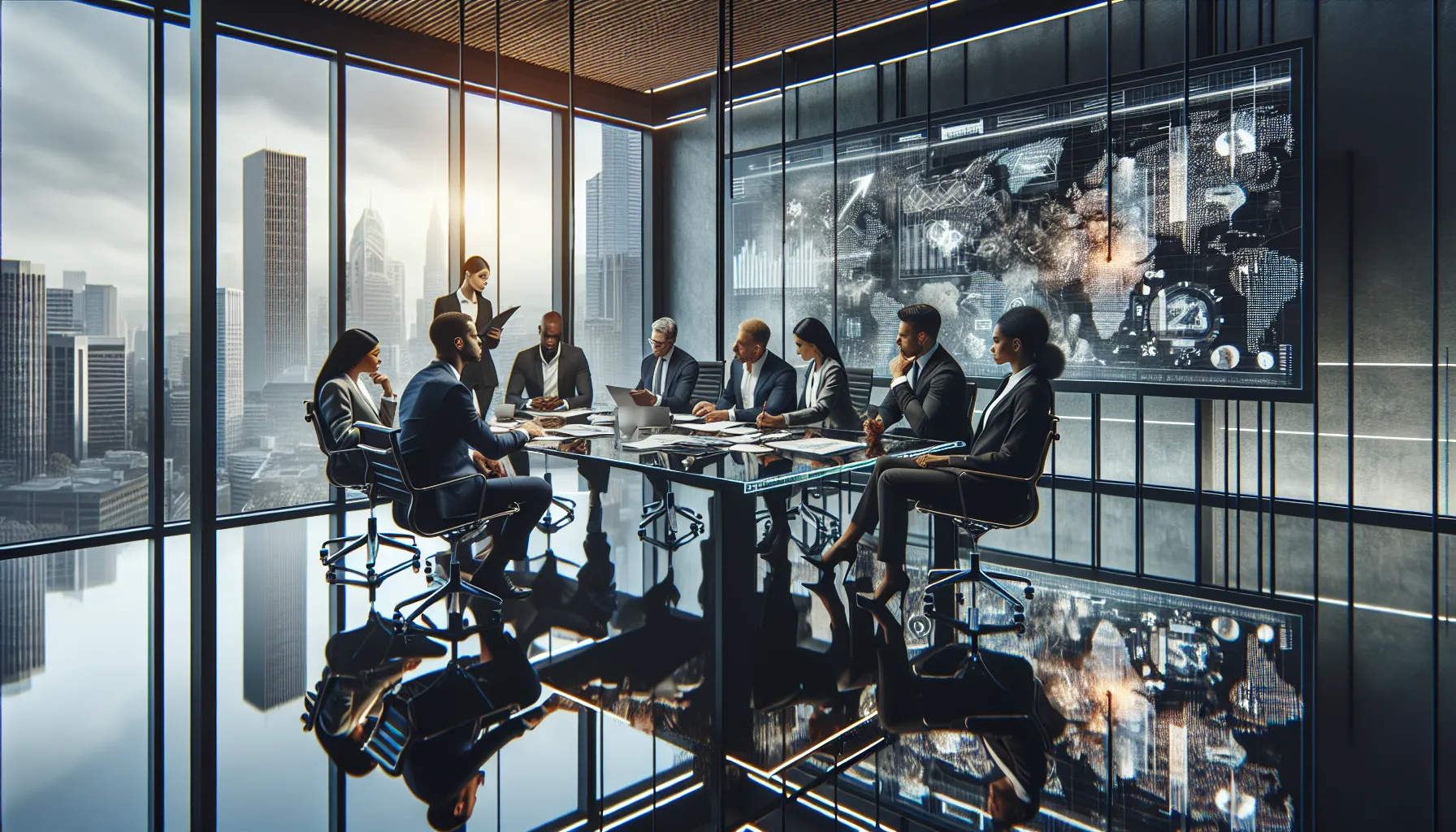 diverse team discussing historical context in a modern office.