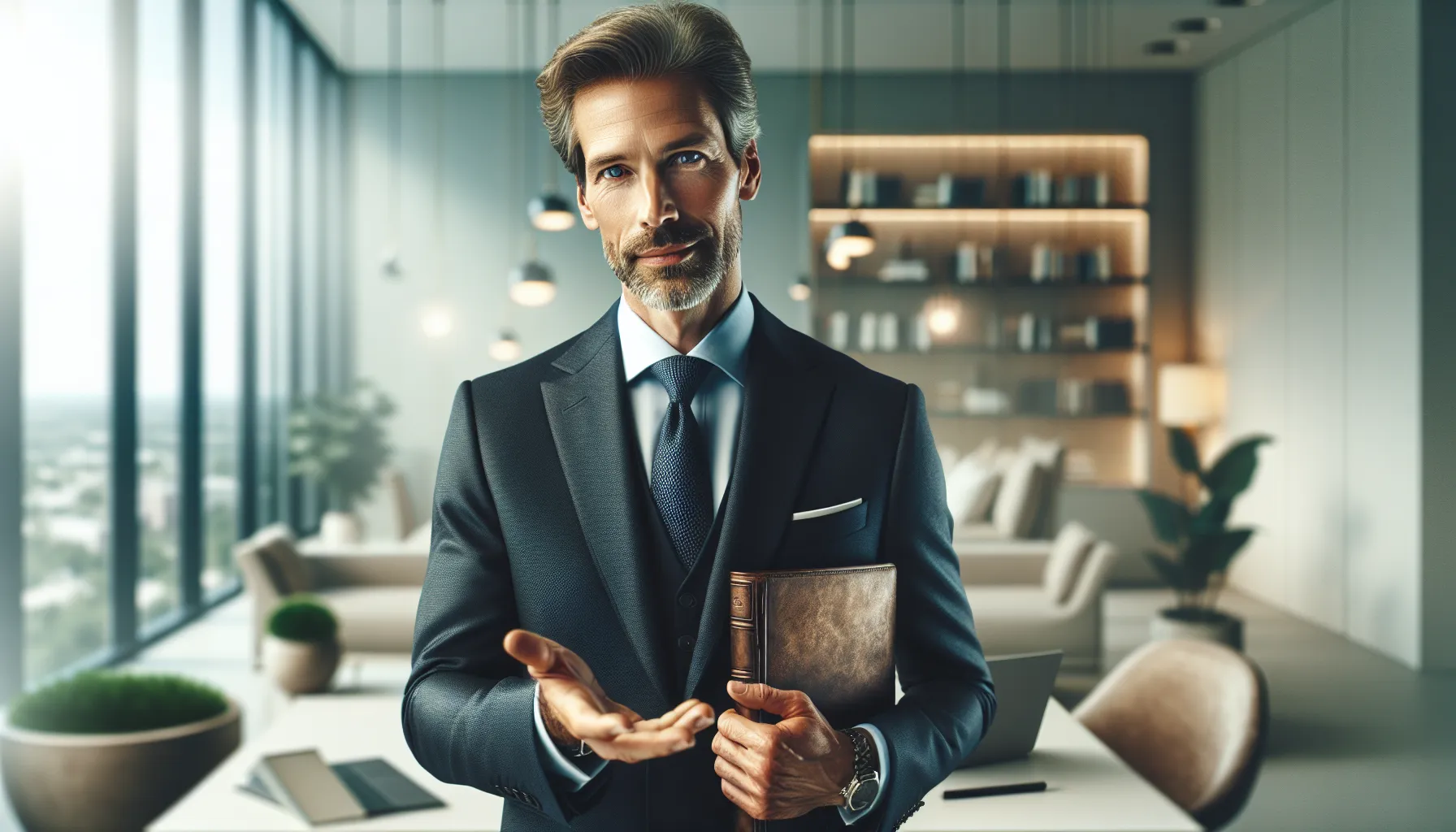 portrait of a confident professional man in a modern office.