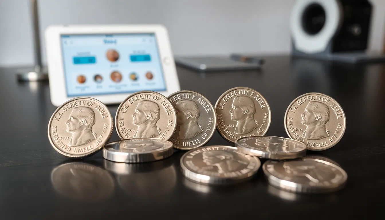 Close-up of modern nickels highlighting mint marks and error features.