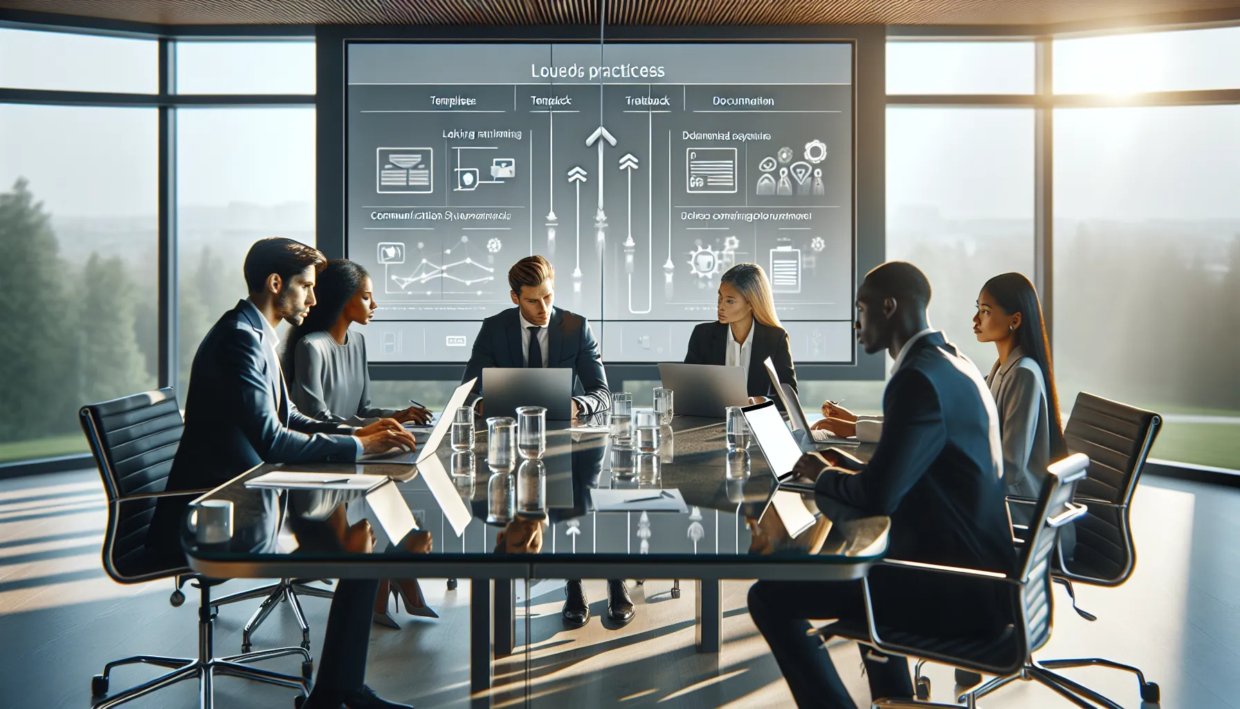 diverse team training on Llekkomiss software in a modern conference room.