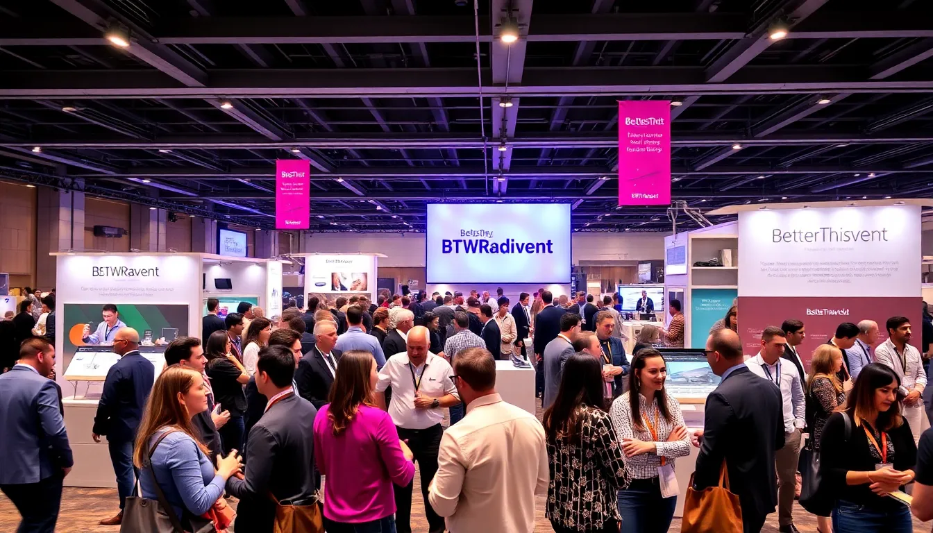 Attendees networking at the BTWRadiovent event in a modern venue.