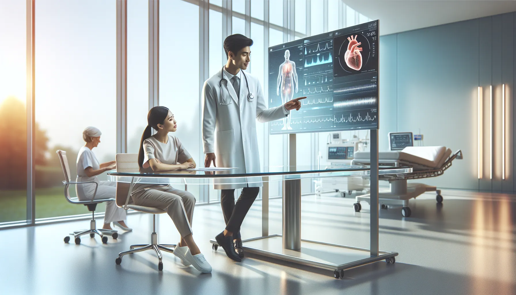 healthcare professionals discussing Intas FFR technology in a modern setting.