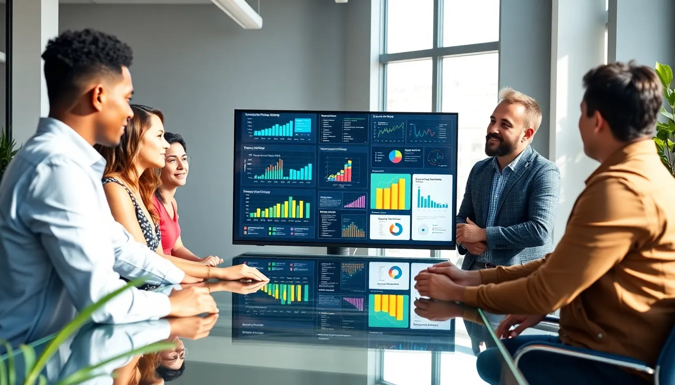 diverse team collaborating on edtech software development in a modern office.