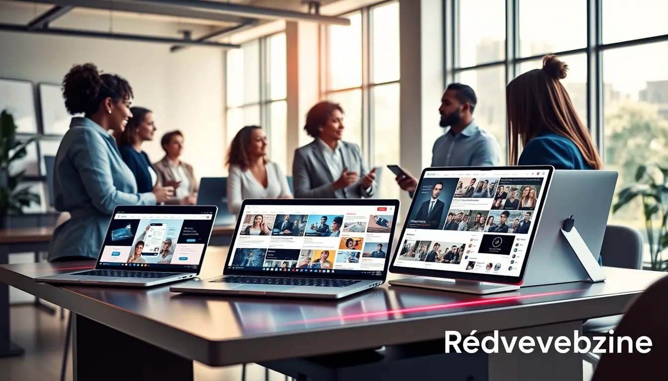 a diverse team collaborating in a modern digital workspace.