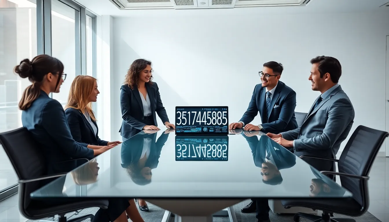 diverse professionals discussing data analytics in a modern office.