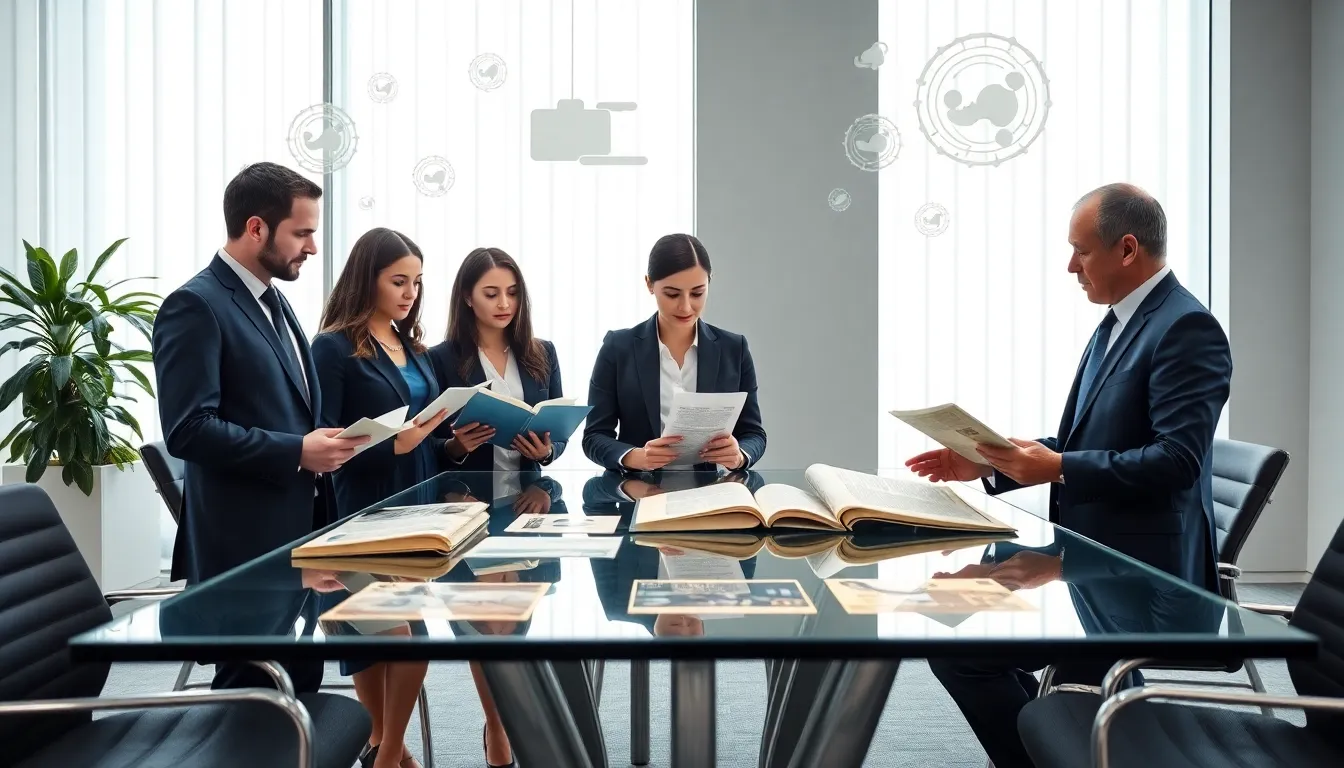 diverse professionals discussing the concept of Ищщлын in a modern office.