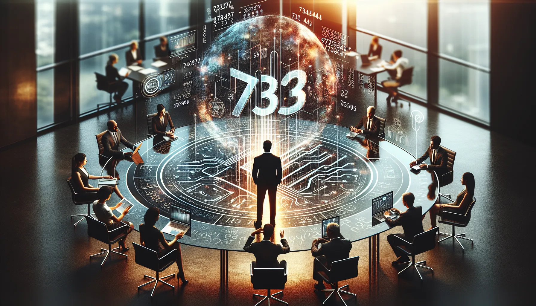 Infographic portraying the significance of number 7373439347 in a modern office.